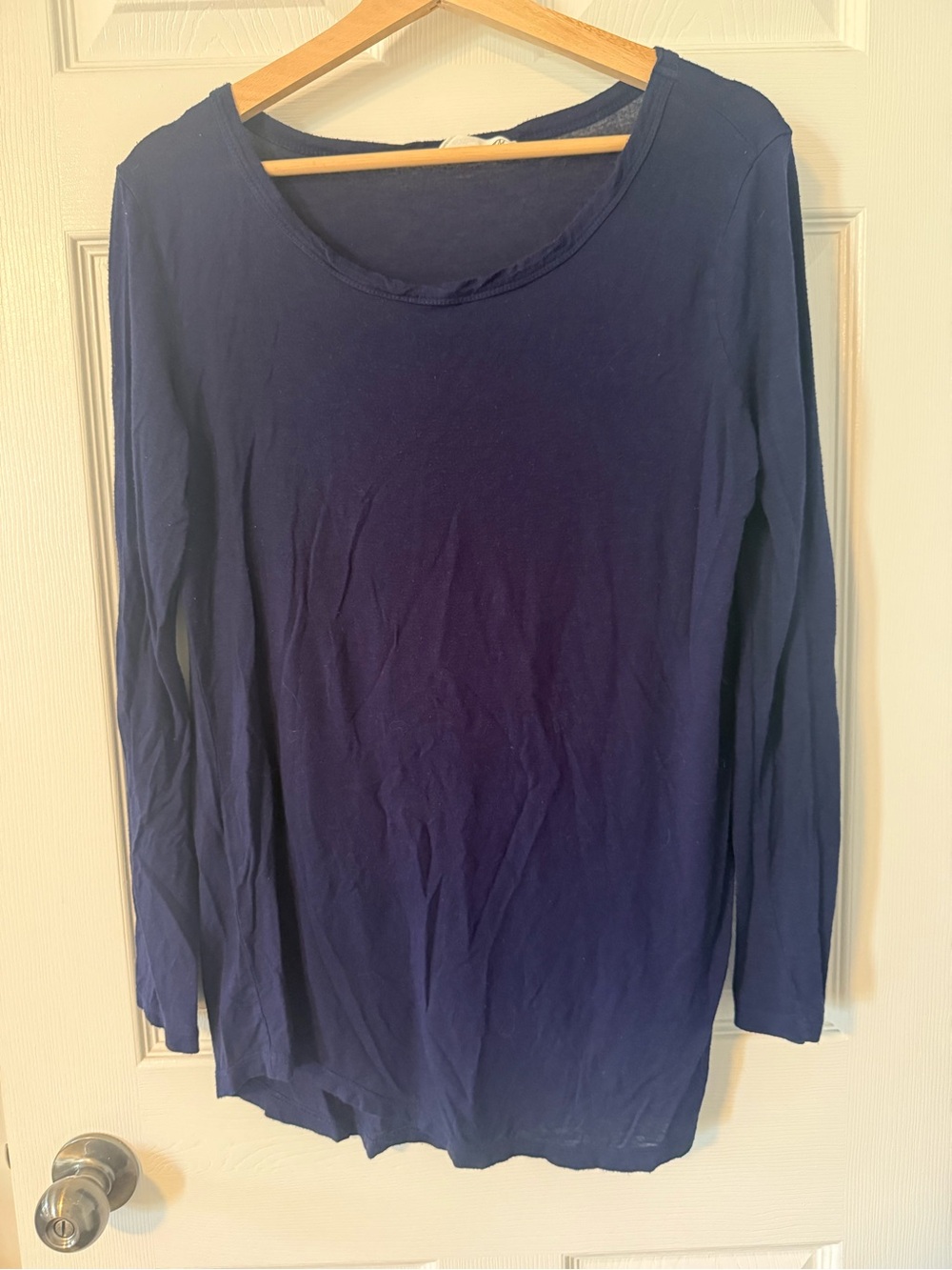 Bluenotes Long Sleeve Scoop Neck Top - Navy Blue